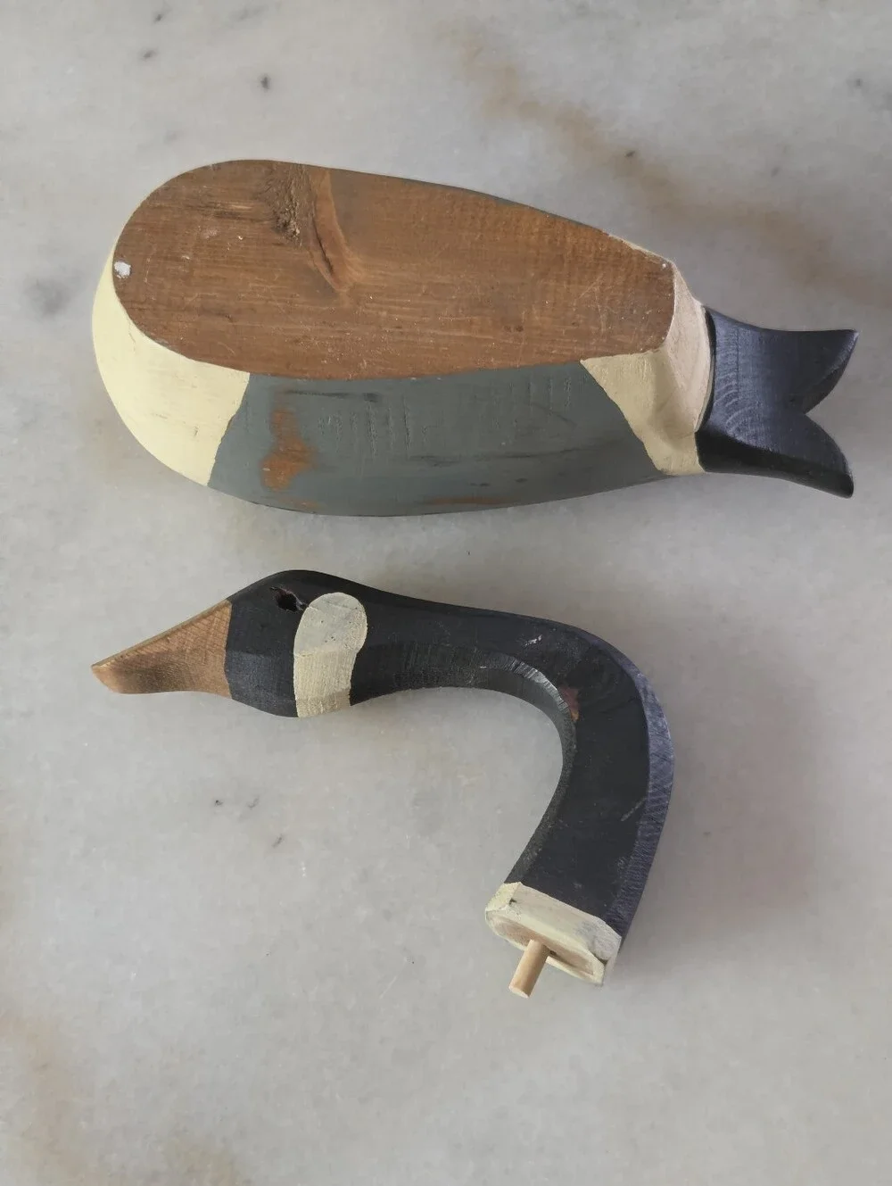 Hand-Carved Wooden Duck Goose Decoy With Adjustable For Posing / Removable Head